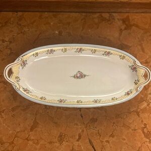 Vintage Nippon Celery Dish Gold Hand Painted Floral